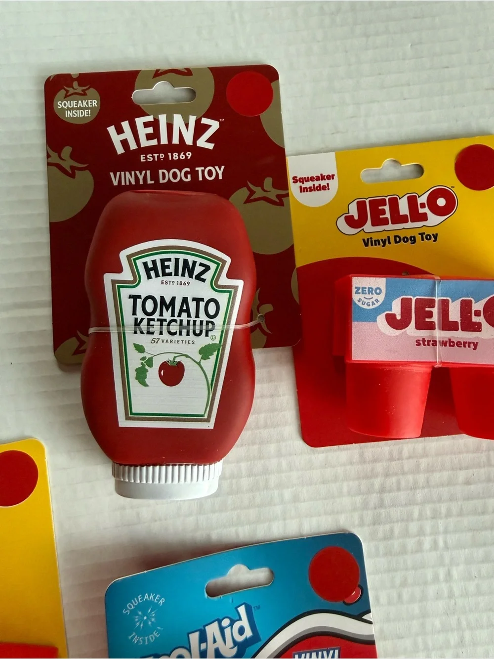 Vinyl Dog Toys , Ketchup, Jell-o, Kool-Aid Dog Toys Lot of 4